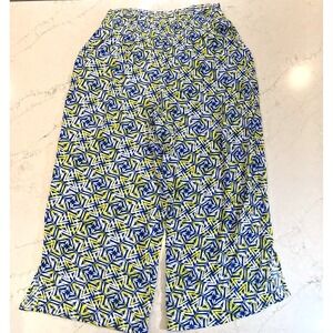 SLIM SATION Multiples Womens XL Wide Leg Ruched Elastic Waist Pattern Flowy Pant
